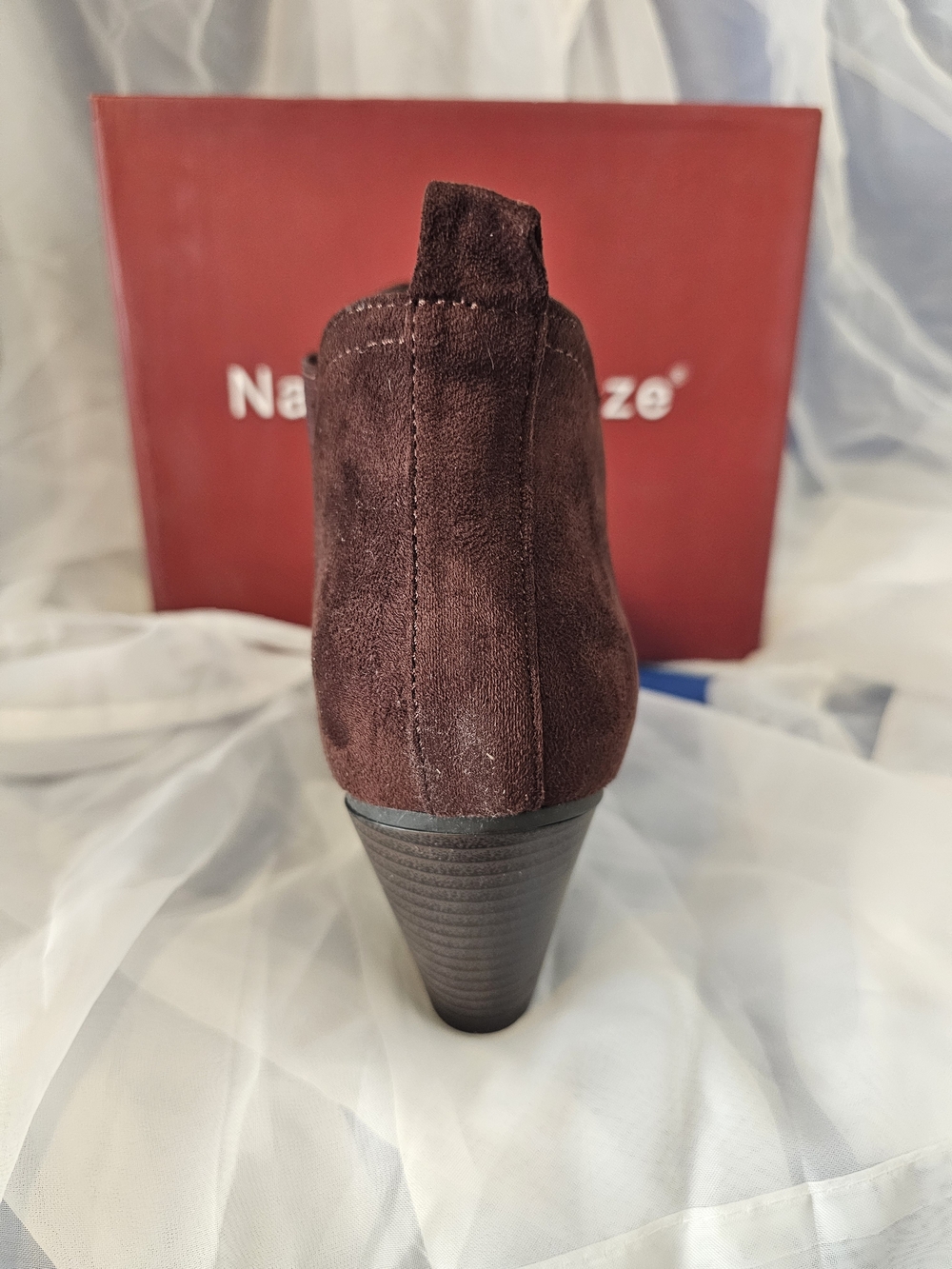 Nature Breeze Women's Brown Suede Ankle Booties - Picture 4 of 4